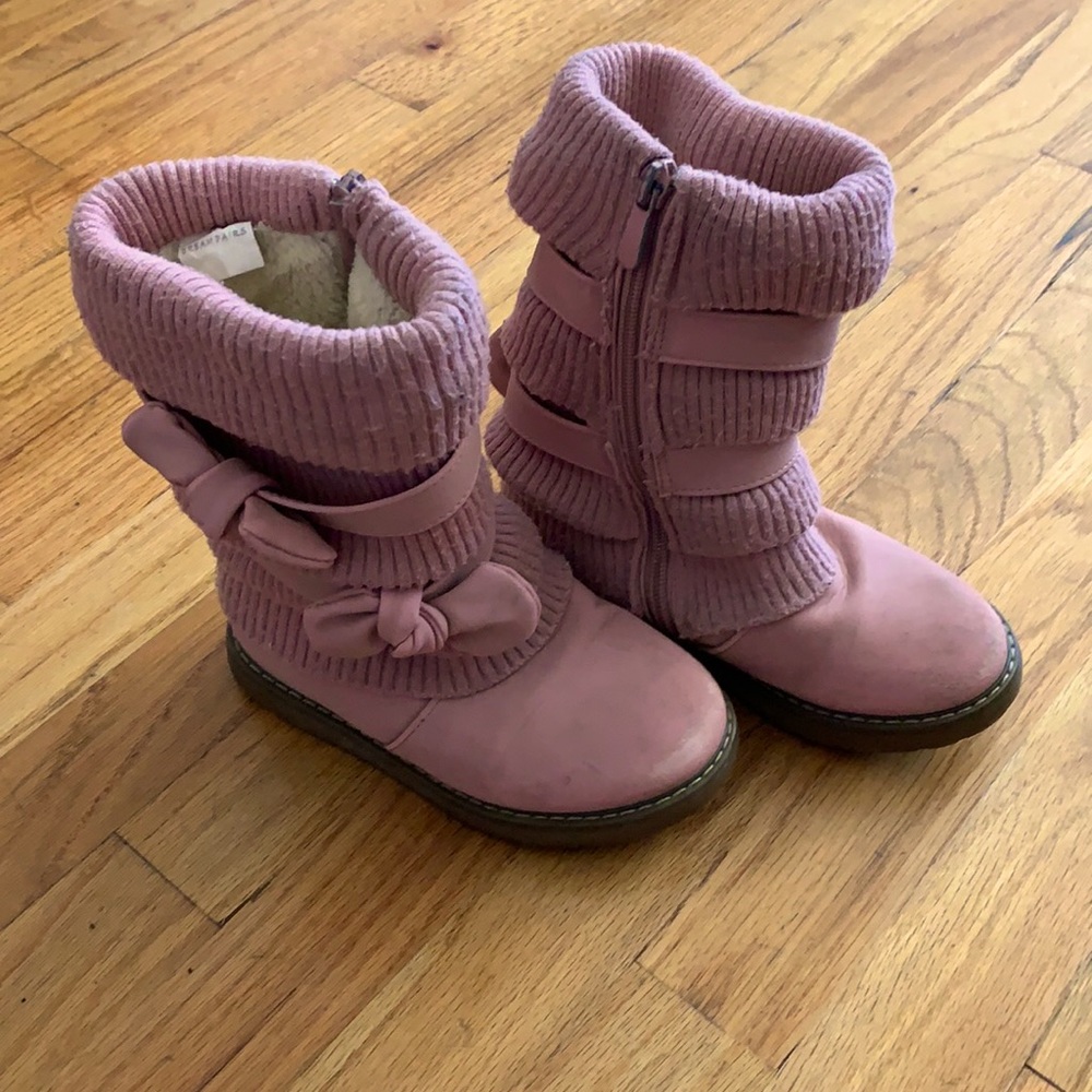 Pink “Slouchy” Sweater Boots with Fur Lining